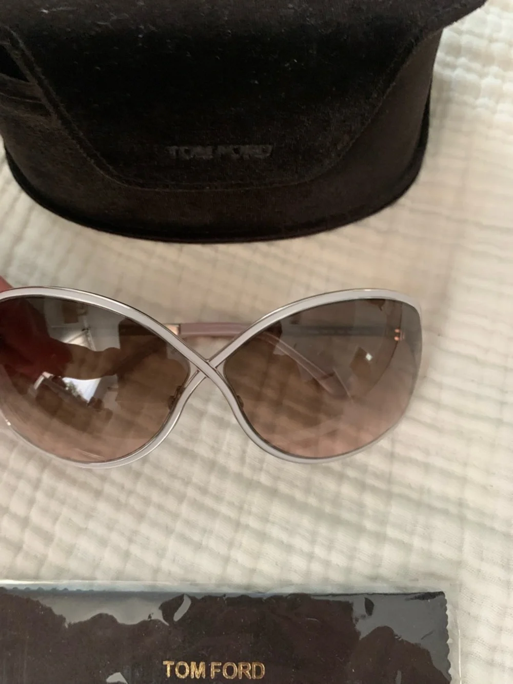 Tom Ford TF179 Silver Frame Brown Gradient Women's Sunglasses with Case